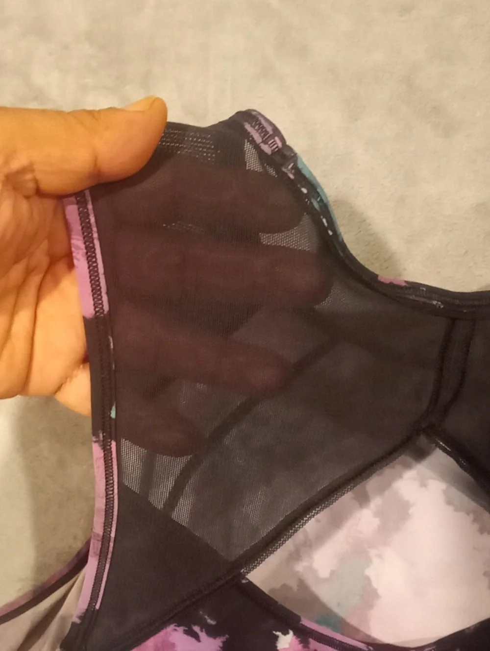 Lululemon Floral Watercolor Sleeveless Top - Purple/Black Size 12